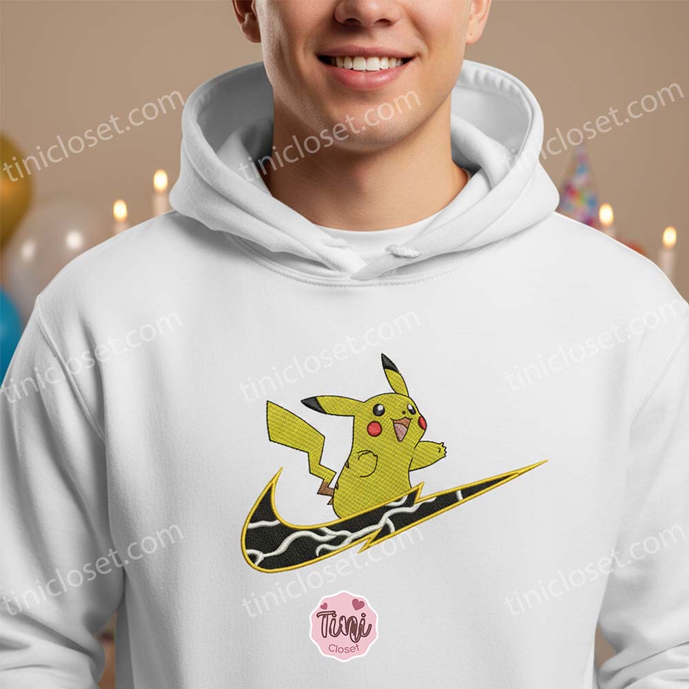 Embroidered Pikachu Lightning Bolt Sweatshirt, Cute Crewneck for Pokemon Lovers, Anime Hoodie Gift Embroidered Pikachu Lightning Bolt Sweatshirt, Cute Crewneck for Pokemon Lovers, Anime Hoodie Gift