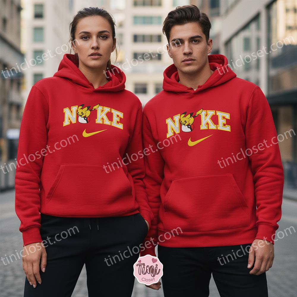 Pikachu Embroidered Sweatshirt, Cute Pokemon Anime Crewneck, Bestie Matching Shirts Pikachu Embroidered Sweatshirt, Cute Pokemon Anime Crewneck, Bestie Matching Shirts