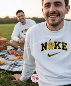 Pikachu Embroidered Tee, Cute Electric Pokemon Crewneck, Galentine Gift Ideas (3)