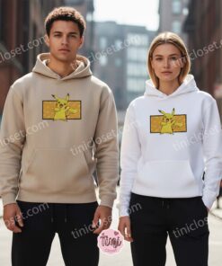 Pikachu Thunder Shock Embroidered T Shirt & Sweatshirt, Pokemon Lover Top, Bestie Matching Crewneck (1)