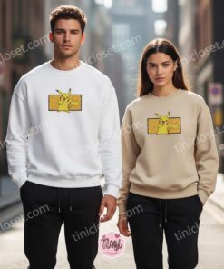 Pikachu Thunder Shock Embroidered T Shirt & Sweatshirt, Pokemon Lover Top, Bestie Matching Crewneck (2)