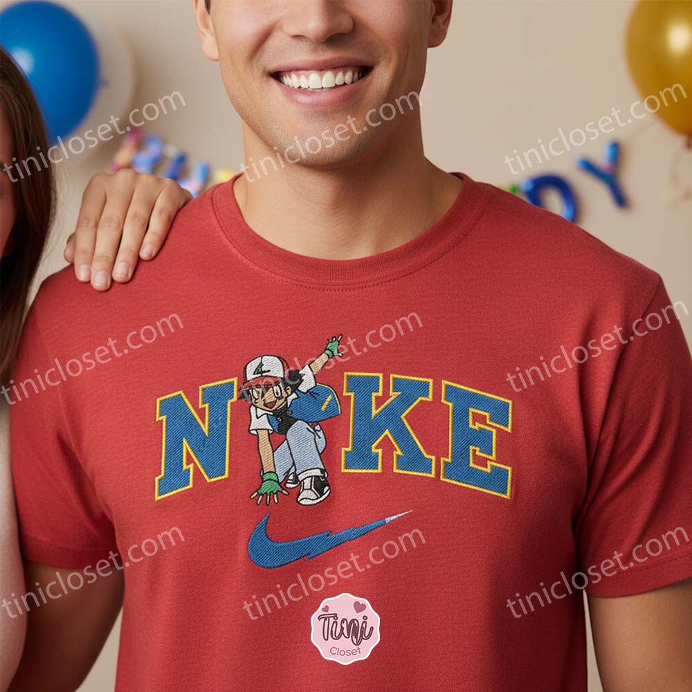 Satoshi Sporty Embroidered Pullover, Cozy Pokemon Embroidered Hoodie, Long Distance Relationship Gifts Satoshi Sporty Embroidered Pullover, Cozy Pokemon Embroidered Hoodie, Long Distance Relationship Gifts