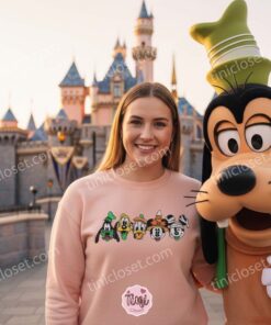 Mickey And Friends Halloween Embroidered Sweatshirt, Disney Spooky Season Crewneck, Goofy Frankenstein Pluto Vampire Donald Pumpkin Shirt (3)