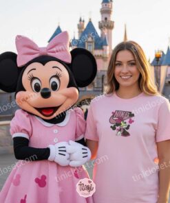 Cute Pink Minnie Mouse Embroidered Crewneck, Embroidered Disney Character Shirt, Girls Disney Trip Outfit (2)