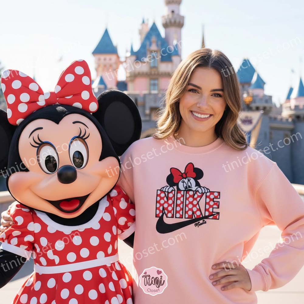 Minnie Mouse Embroidered Streetwear Hoodie, Custom Disney Fan Shirt, Disney Park Day Outfit