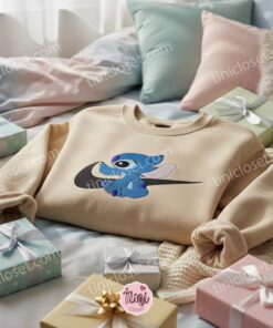 Stitch Swoosh Embroidered Hoodie, Custom Sporty Experiment 626 Sweatshirt, Ohana Means Family Crewneck, Disney Gift for Him Her (2)