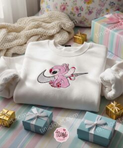 Angel Swoosh Classic Embroidered Hoodie, Custom Sporty Experiment 624 Sweatshirt, Ohana Means Family Crewneck, Disney Gift for Him Her (1)