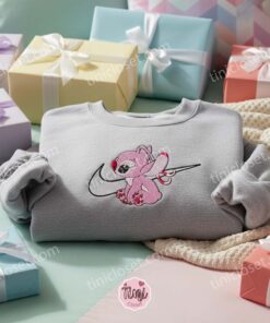 Angel Swoosh Classic Embroidered Hoodie, Custom Sporty Experiment 624 Sweatshirt, Ohana Means Family Crewneck, Disney Gift for Him Her (2)