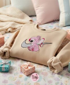 Angel Swoosh Classic Embroidered Hoodie, Custom Sporty Experiment 624 Sweatshirt, Ohana Means Family Crewneck, Disney Gift for Him Her (3)