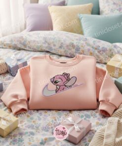 Angel Swoosh Embroidered Hoodie, Custom Sporty Experiment 624 Sweatshirt, Ohana Means Family Crewneck, Disney Gift for Her (3)