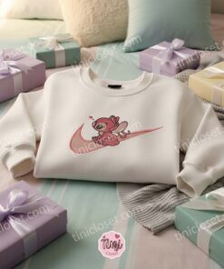 Angel Swoosh Heart Embroidered Hoodie, Custom Experiment 624 Sweatshirt, Disney Anniversary Couple Shirt, Valentine Gift for Her (1)