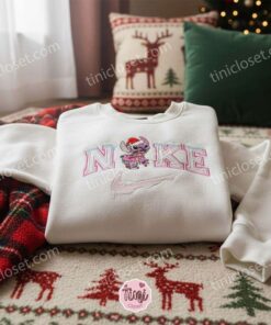 Angel Tangled in Christmas Lights Snow Embroidered Hoodie, Snowy Holiday Experiment 624 Sweatshirt, Disney Winter Magic Angel Apparel, Gift for Him Her (2)