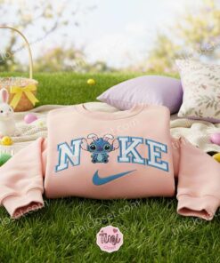 Baby Stitch Easter Bunny Ears Embroidered Hoodie, Tiny Bunny Experiment 626 Sweatshirt, Cute Spring Holiday Apparel, Gift for Him Her (1)