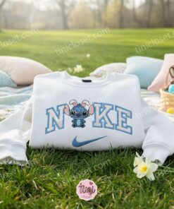 Baby Stitch Easter Bunny Ears Embroidered Hoodie, Tiny Bunny Experiment 626 Sweatshirt, Cute Spring Holiday Apparel, Gift for Him Her (2)