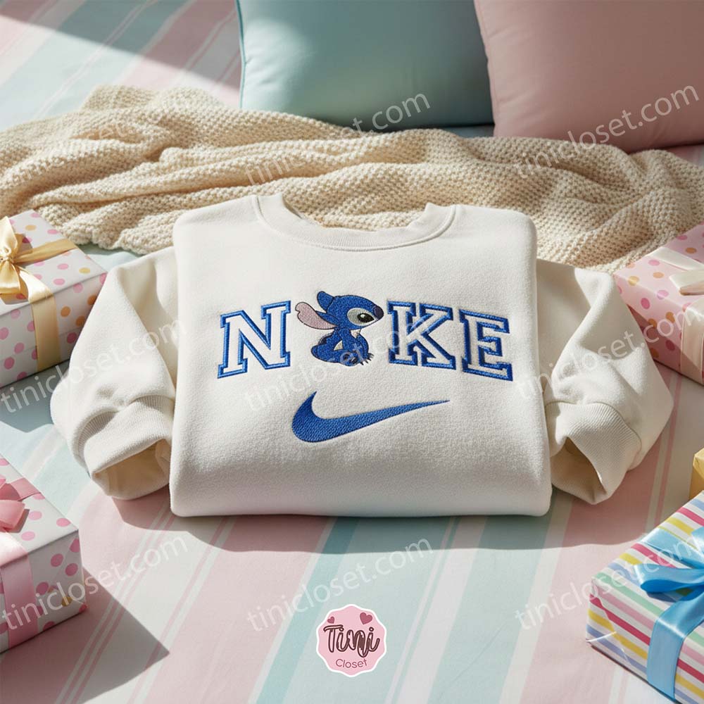 Blue Stitch Embroidered Sweatshirt, Custom Experiment 626 Hoodie, Minimalist Ohana Means Family Crewneck, Personalized Disney Gift Blue Stitch Embroidered Sweatshirt, Custom Experiment 626 Hoodie, Minimalist Ohana Means Family Crewneck, Personalized Disney Gift