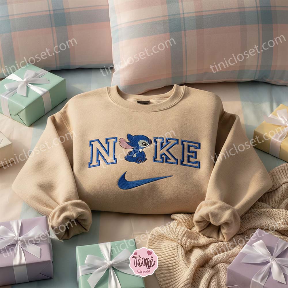 Blue Stitch Embroidered Sweatshirt, Custom Experiment 626 Hoodie, Minimalist Ohana Means Family Crewneck, Personalized Disney Gift Blue Stitch Embroidered Sweatshirt, Custom Experiment 626 Hoodie, Minimalist Ohana Means Family Crewneck, Personalized Disney Gift