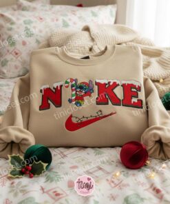 Christmas Elf Stitch with Candy Cane Embroidered Sweatshirt, Funny Stitchmas Holiday Treats Hoodie, Custom Ohana Christmas Shirt, Gift for Him (1)