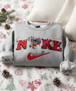 Christmas Elf Stitch with Candy Cane Embroidered Sweatshirt, Funny Stitchmas Holiday Treats Hoodie, Custom Ohana Christmas Shirt, Gift for Him (2)