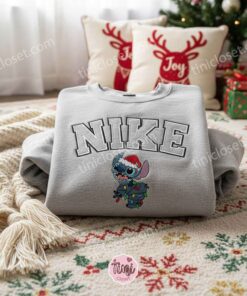Christmas Lights Stitch Embroidered Hoodie, Embroidered Winter Stitchmas Sweatshirt, Disney Xmas Holiday Crewneck, Gift for Him Her (2)