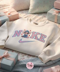 Cozy Angel in Winter Sweater Embroidered Hoodie, Custom Experiment 624 Swoosh Shirt, Valentine's Day Disney Gift, Minimalist Ohana Crewneck (1)