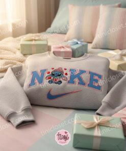 Cozy Stitch in Winter Sweater Embroidered Hoodie, Custom Experiment 626 Swoosh Shirt, Valentine's Day Disney Gift, Minimalist Ohana Crewneck (1)