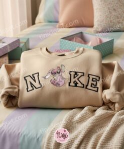 Custom Angel Embroidered Sweatshirt, Matching Stitch and Angel Hoodies, Minimalist Experiment 624 Embroidered Crewneck, Ohana Means Family Disney Gift