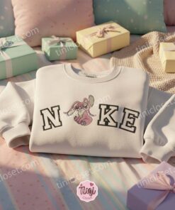 Custom Angel Embroidered Sweatshirt, Matching Stitch and Angel Hoodies, Minimalist Experiment 624 Embroidered Crewneck, Ohana Means Family Disney Gift (3)