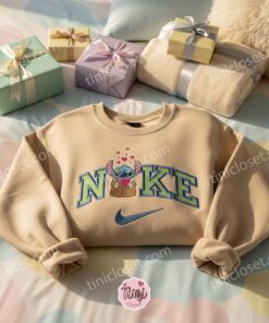 Cute Stitch Baby Yoda Heart Embroidered Hoodie, Valentine Gift for Him Her, Minimalist Experiment 626 Crewneck, Ohana Means Family Disney Sweatshirt