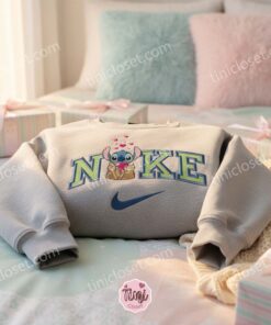 Cute Stitch Baby Yoda Heart Embroidered Hoodie, Valentine Gift for Him Her, Minimalist Experiment 626 Crewneck, Ohana Means Family Disney Sweatshirt (3)