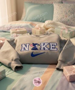 Dark Blue Stitch Embroidered Sweatshirt, Custom Experiment 626 Hoodie, Minimalist Ohana Means Family Crewneck, Personalized Disney Gift (2)