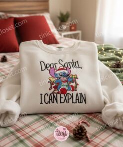 Funny Dear Santa I Can Explain Stitch Embroidered Hoodie, Naughty Stitch Christmas Lights Sweatshirt, Festive Disney Crewneck, Gift for Him Her 2 Funny Dear Santa I Can Explain Stitch Embroidered Hoodie, Naughty Stitch Christmas Lights Sweatshirt, Festive Disney Crewneck, Gift for Him Her (1)