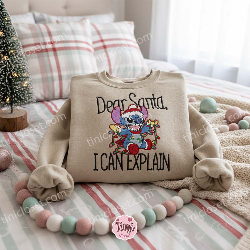 Funny Dear Santa I Can Explain Stitch Embroidered Hoodie, Naughty Stitch Christmas Lights Sweatshirt, Festive Disney Crewneck, Gift for Him Her Funny Dear Santa I Can Explain Stitch Embroidered Hoodie, Naughty Stitch Christmas Lights Sweatshirt, Festive Disney Crewneck, Gift for Him Her