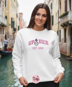 Ghost Spider Gwen Stacy Embroidered Crewneck, Custom Gwen Stacy & Peter Parker Chibi Tee, Spider Man & Ghost Spider Embroidered Hoodie, Minimalist Marvel Fan Gift (3)