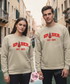 Spider Man Embroidered Hoodie, Custom Peter Parker & Gwen Stacy Aesthetic Sweatshirt, Vintage Collegiate Style Spider Embroidery, Unisex Streetwear Crewneck (1)
