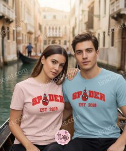 Spider Man Embroidered Hoodie, Custom Peter Parker & Gwen Stacy Aesthetic Sweatshirt, Vintage Collegiate Style Spider Embroidery, Unisex Streetwear Crewneck (2)