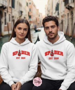 Spider Man Embroidered Hoodie, Custom Peter Parker & Gwen Stacy Aesthetic Sweatshirt, Vintage Collegiate Style Spider Embroidery, Unisex Streetwear Crewneck (3)