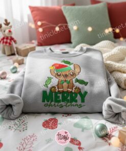 Merry Christmas Stitch Gingerbread Man Embroidered Hoodie, Sweet Stitch Gingerbread Sweatshirt, Festive Disney Holiday Apparel, Gift for Him Her (2)