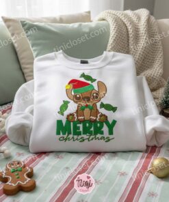 Merry Christmas Stitch Gingerbread Man Embroidered Hoodie, Sweet Stitch Gingerbread Sweatshirt, Festive Disney Holiday Apparel, Gift for Him Her (3)