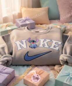 Smiling Stitch Embroidered Sweatshirt, Custom Experiment 626 Happy Hoodie, Ohana Family Disney Crewneck, Gift for Him Her (2)