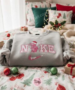 Snowy Angel Christmas Embroidered Sweatshirt, Angel with Santa Hat and Snowflake Hoodie, Custom Winter Disney Crewneck, Gift for Her (2)