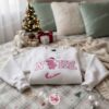 Snowy Angel Christmas Embroidered Sweatshirt, Angel with Santa Hat and Snowflake Hoodie, Custom Winter Disney Crewneck, Gift for Her
