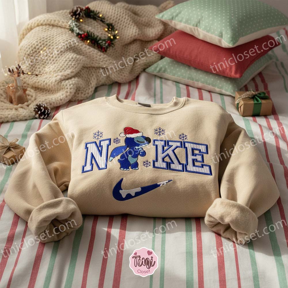 Snowy Stitch Christmas Embroidered Sweatshirt, Stitch with Santa Hat and Snowflake Hoodie, Custom Winter Disney Crewneck, Gift for Him Snowy Stitch Christmas Embroidered Sweatshirt, Stitch with Santa Hat and Snowflake Hoodie, Custom Winter Disney Crewneck, Gift for Him