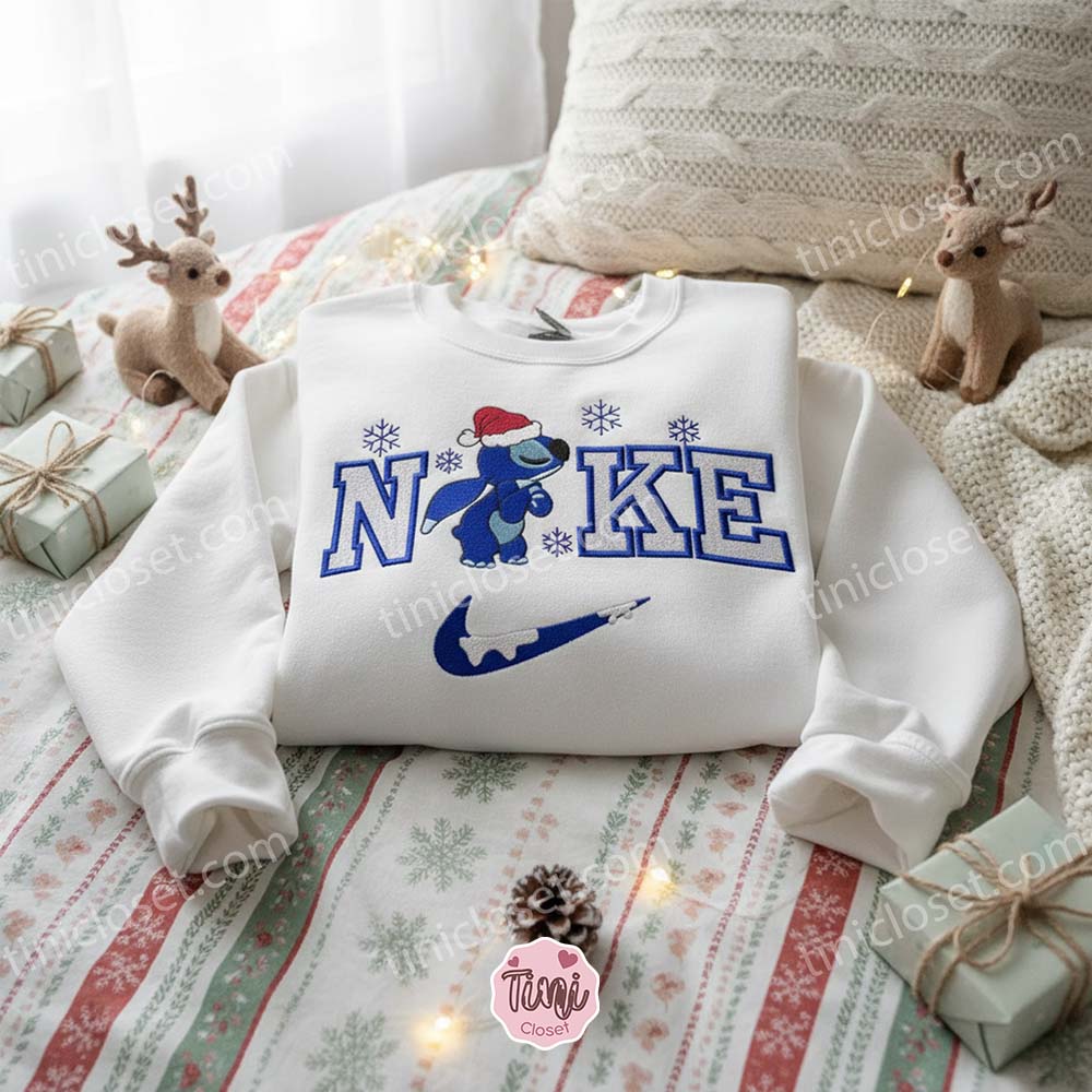 Snowy Stitch Christmas Embroidered Sweatshirt, Stitch with Santa Hat and Snowflake Hoodie, Custom Winter Disney Crewneck, Gift for Him Snowy Stitch Christmas Embroidered Sweatshirt, Stitch with Santa Hat and Snowflake Hoodie, Custom Winter Disney Crewneck, Gift for Him