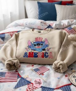 Stitch 4th of July Independence Day Embroidered Hoodie, Patriotic American Flag Stitch Sweatshirt, Fireworks Disney Crewneck, Gift for Him Her 1 Stitch 4th of July Independence Day Embroidered Hoodie, Patriotic American Flag Stitch Sweatshirt, Fireworks Disney Crewneck, Gift for Him Her (2)