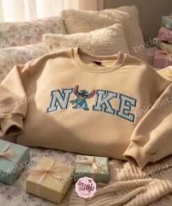 Stitch Embroidered Sweatshirt, Minimalist Disney Cartoon Hoodie, Cute Ohana Means Family Crewneck, Gift for Disney Lovers