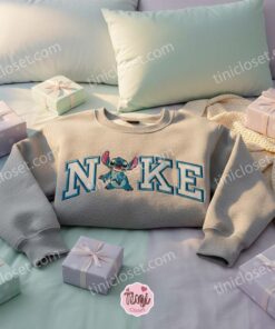 Stitch Embroidered Sweatshirt, Minimalist Disney Cartoon Hoodie, Cute Ohana Means Family Crewneck, Gift for Disney Lovers