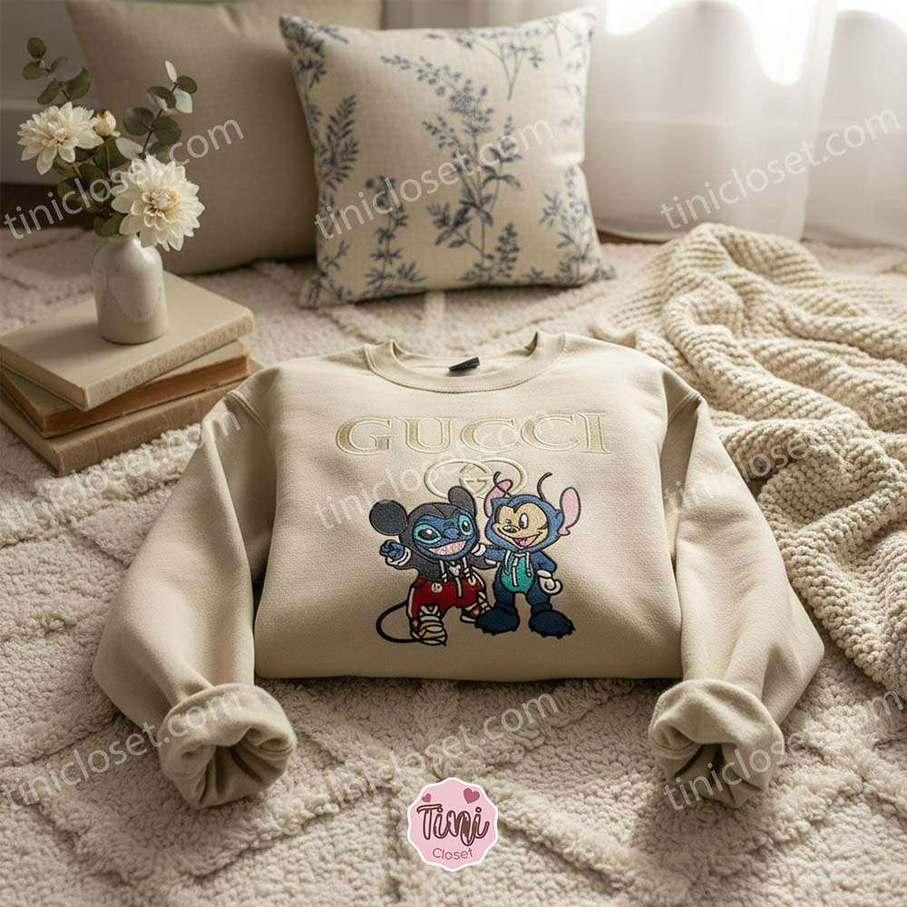 Stitch and Mickey Luxury Cosplay Hoodie, High-End Designer Mouse and Alien Sweatshirt, Streetwear Chic Designer Logo Apparel, Gift for Him Her Stitch and Mickey Luxury Cosplay Hoodie, High-End Designer Mouse and Alien Sweatshirt, Streetwear Chic Designer Logo Apparel, Gift for Him Her