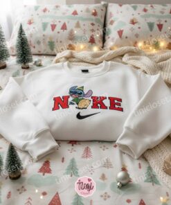 Stitch as Christmas Elf Embroidered Sweatshirt, Custom Merry Stitchmas Green Outfit Hoodie, Ohana Holiday Elf Spirit Shirt, Gift for Him Her (1)