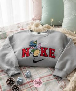 Stitch as Christmas Elf Embroidered Sweatshirt, Custom Merry Stitchmas Green Outfit Hoodie, Ohana Holiday Elf Spirit Shirt, Gift for Him Her