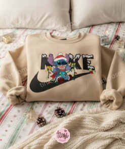 Stitch Christmas Lights Snow Embroidered Hoodie Merry and Bright Experiment 626 Sweatshirt Festive Disney Holiday Apparel Gift for Him 2 768x768